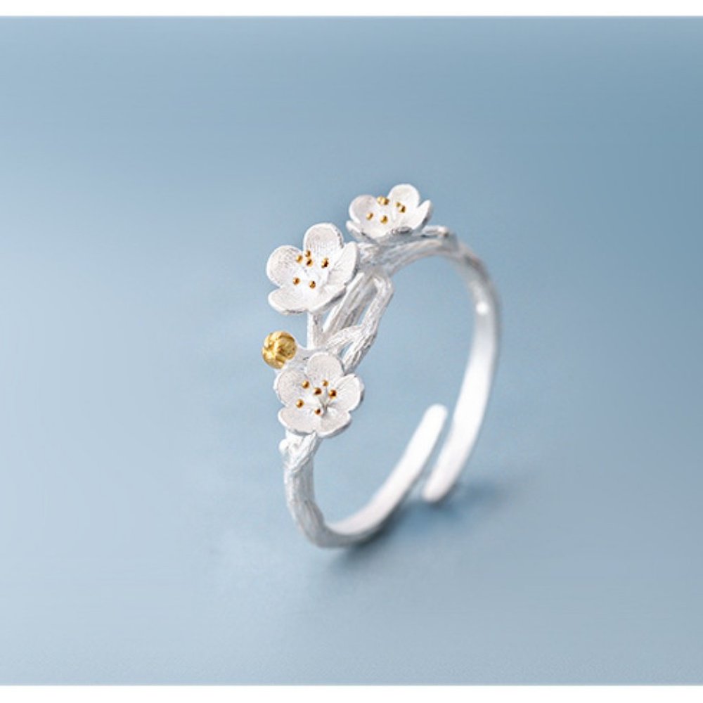 NEW 925 Sterling Silver Flower Adjustable Ring - Picture 5 of 8